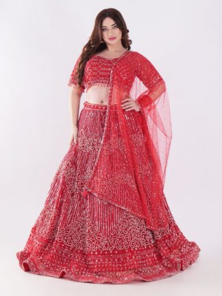 Stunning Red and Silver Bridal Lehenga Set