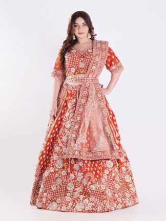Vibrant Orange Engagement Luxury Lehenga Set