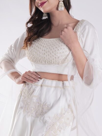 Cocktail Lehenga Choli White - Image 5